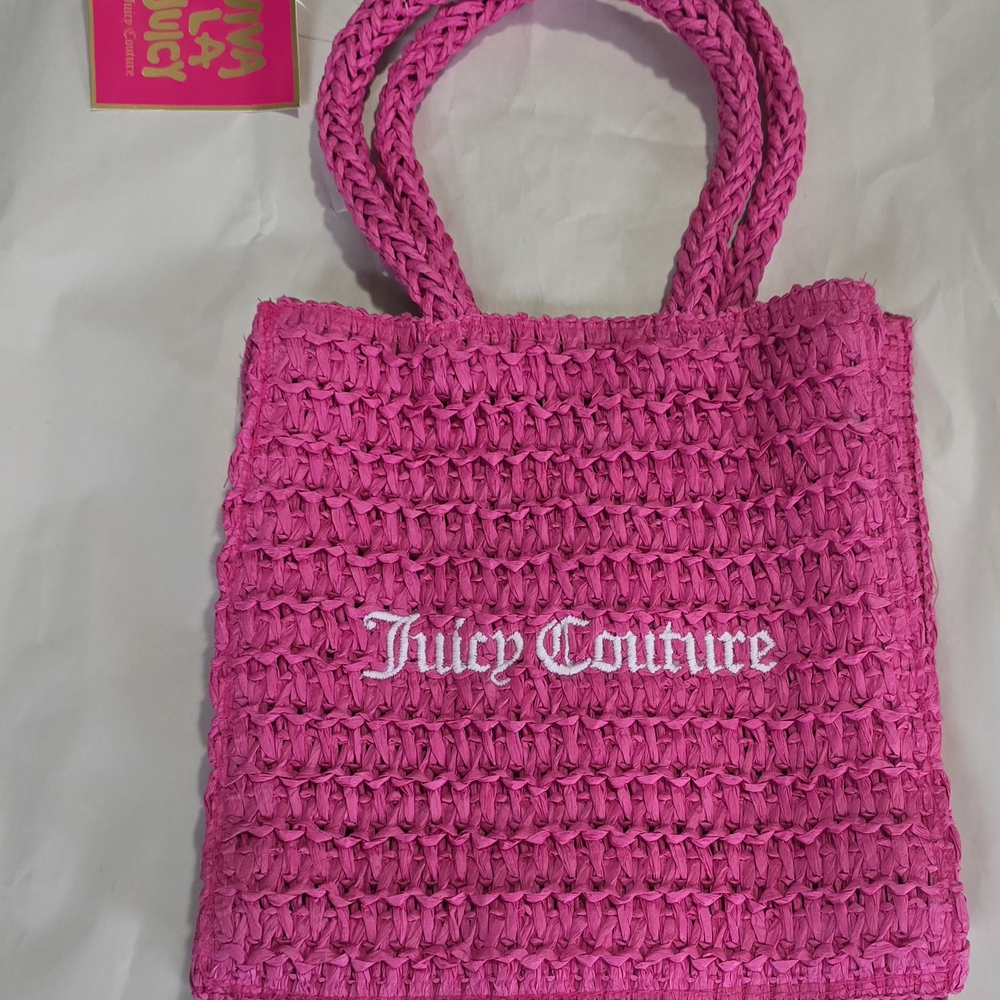 Juicy Couture Woven Paper Straw Mini Bag Pink NEW W Tags !